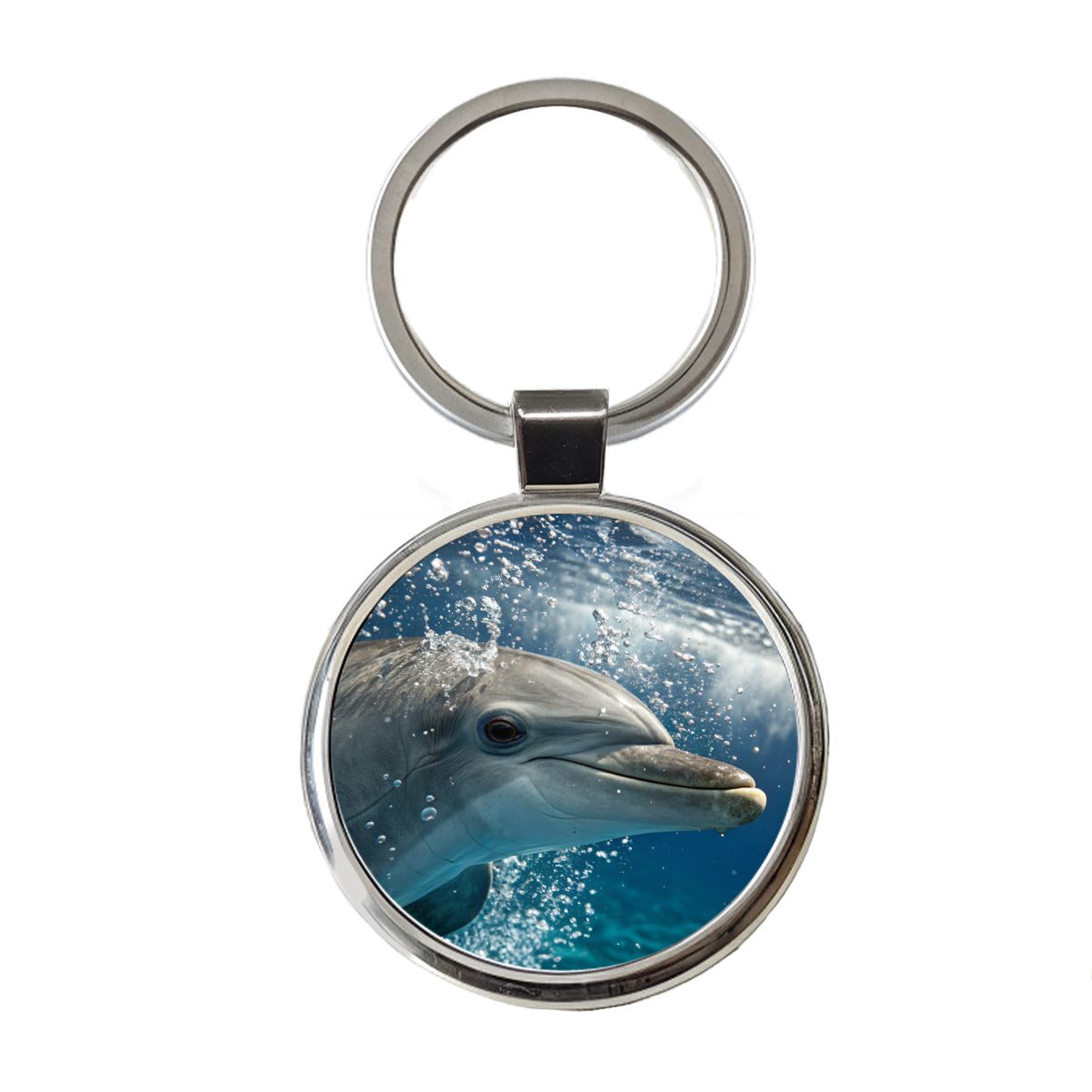 Dolphin Eyes Close Up Ocean Round Metal Keychain
