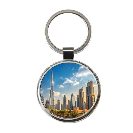 Dubai United Arab Emirates City Travel Round Metal Keychain