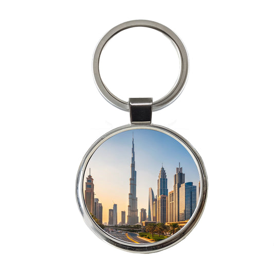 Dubai United Arab Emirates Travel Round Metal Keychain