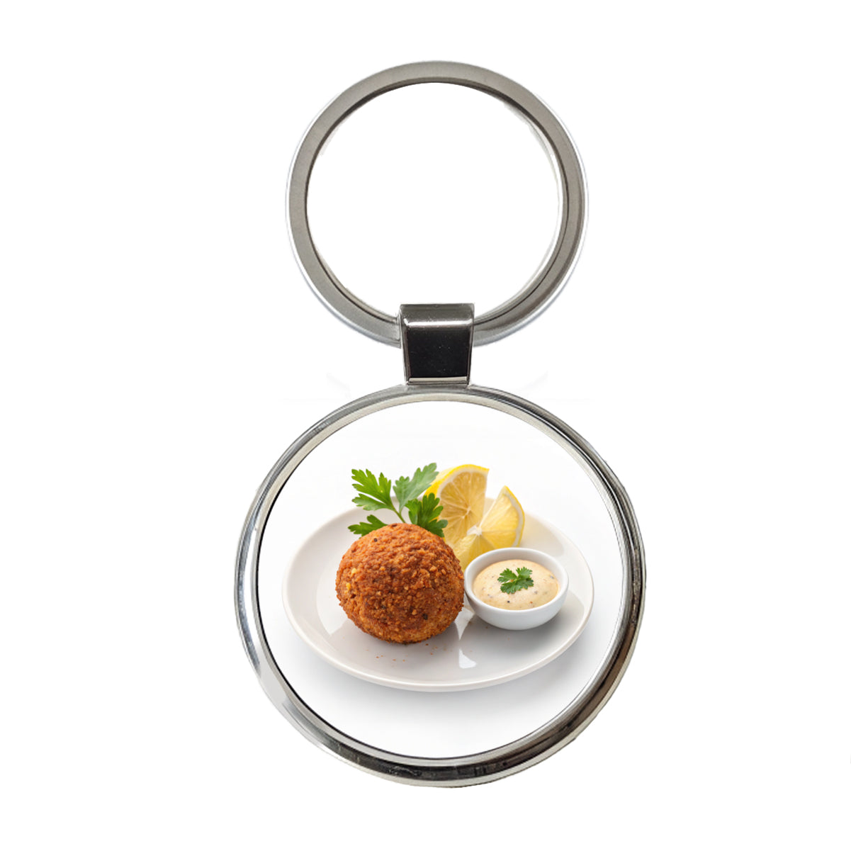 Falafel Fritter Round Metal Keychain