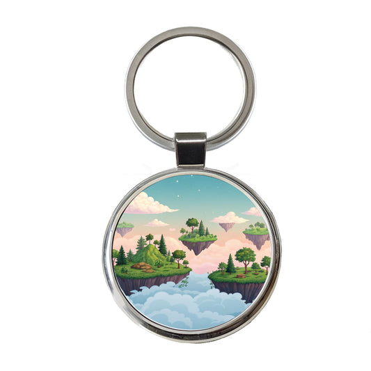 Floating Islands In The Sky Round Metal Keychain