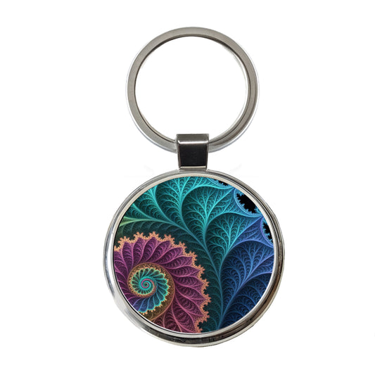 Fractal Geometry Beautiful Round Metal Keychain