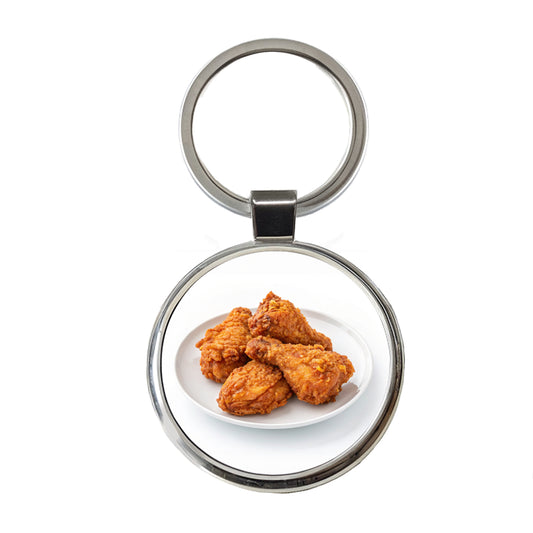 Fried Chicken Wings Round Metal Keychain