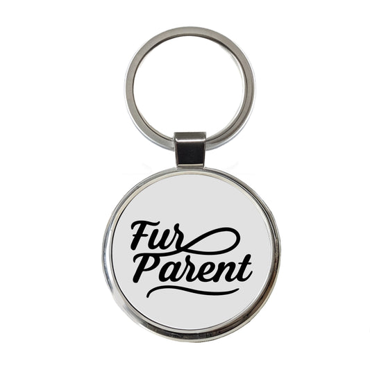 Fur Parent Dog Cat Lover Round Metal Keychain