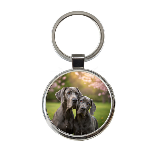 Great Danes In Love Friends Round Metal Keychain