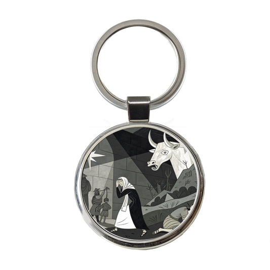 Guernica By Pablo Picasso Parody Round Metal Keychain