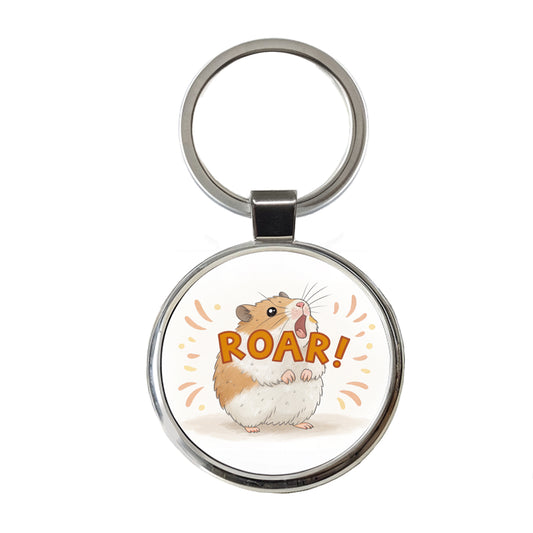 Hamster Roar Funny Round Metal Keychain