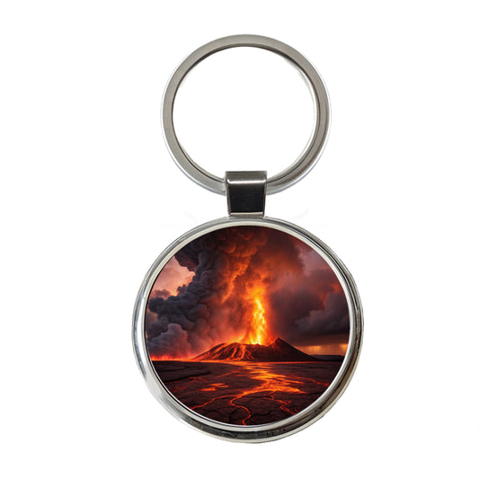 Kilauea Volcano Erupting Hawaii Round Metal Keychain