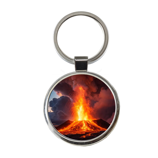 Kilauea Volcano Erupting Lava Hawaii Round Metal Keychain
