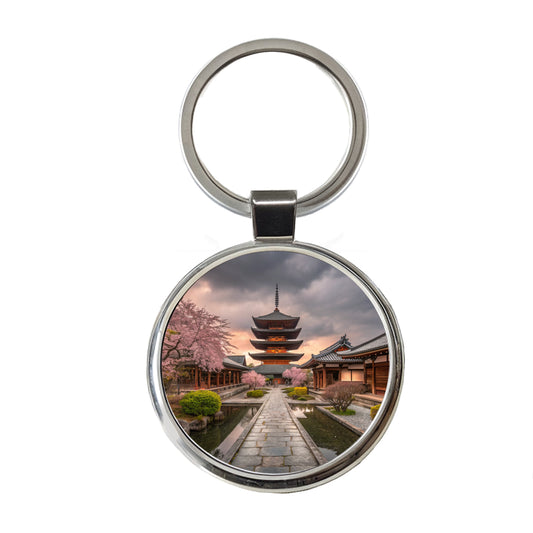 Kyoto Japan Travel Round Metal Keychain