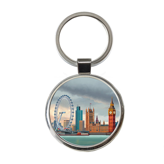 London England Big Ben Round Metal Keychain