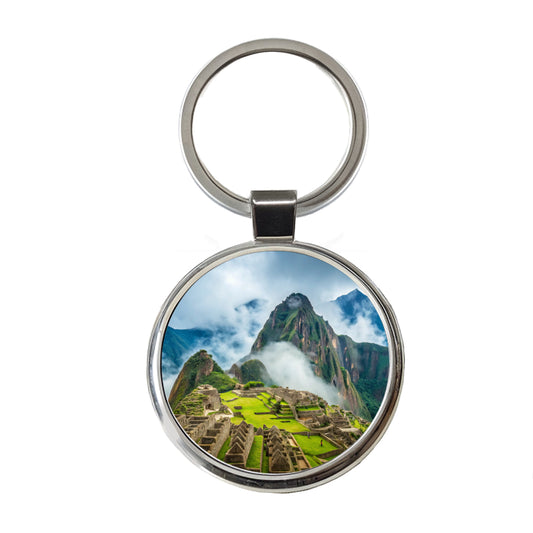 Machu Picchu Peru Travel Destination Round Metal Keychain
