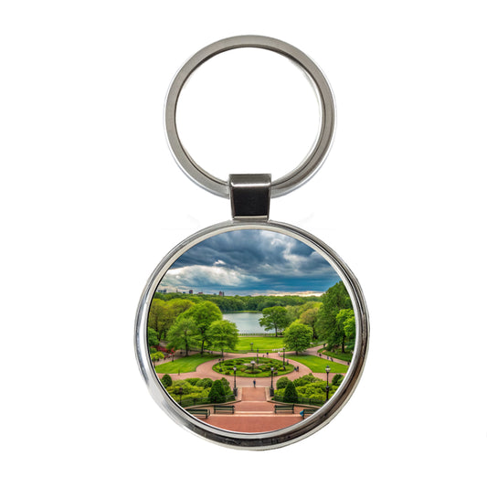 New York City NYC Central Park Round Metal Keychain