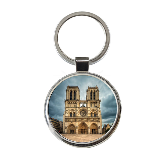 Notre Dame Cathedral Paris France Round Metal Keychain