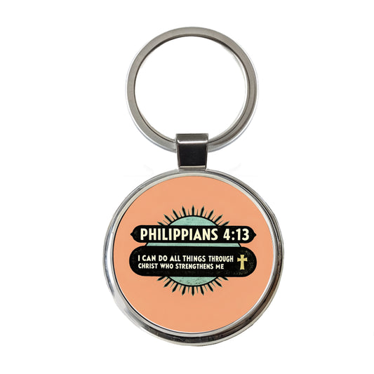 Philippians I Can Do All Things Through Christ Bible Christian Round Metal Keychain