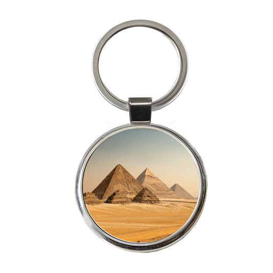 Pyramids Of Giza Travel Egypt History Round Metal Keychain
