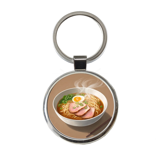 Ramen Bowl Delicious Round Metal Keychain