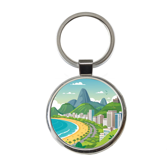 Rio De Janeiro Brazil Travel Cute Round Metal Keychain