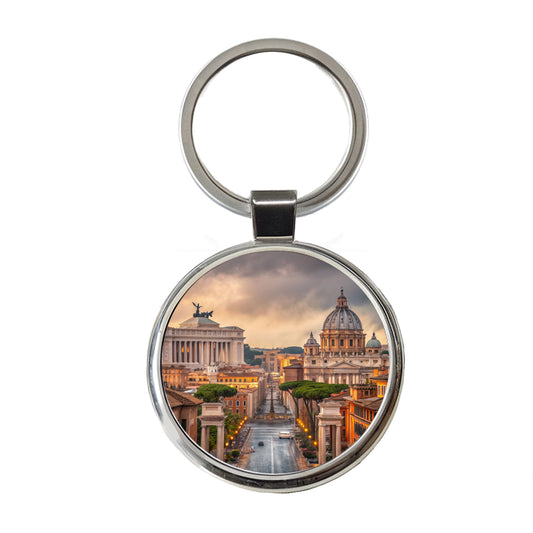 Rome Italy City Beautiful Travel Round Metal Keychain