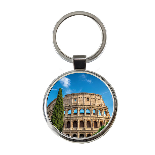 Rome Italy Colosseum Travel History Round Metal Keychain