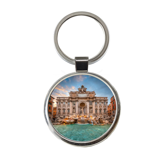Rome Italy Trevi Fountain Travel History Round Metal Keychain