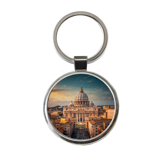 Rome Italy Vatican City Travel Round Metal Keychain