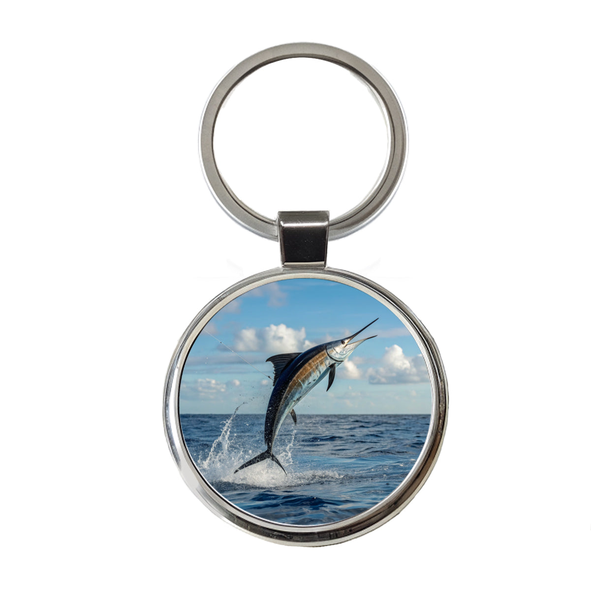 Sailfish Jumping Sea Fishing Round Metal Keychain