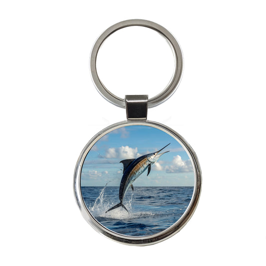 Sailfish Jumping Sea Fishing Round Metal Keychain