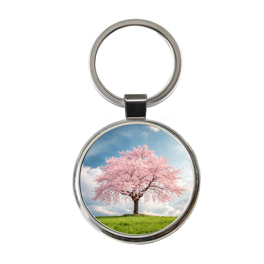 Sakura Cherry Blossom Tree Japan Beautiful Flowers Round Metal Keychain