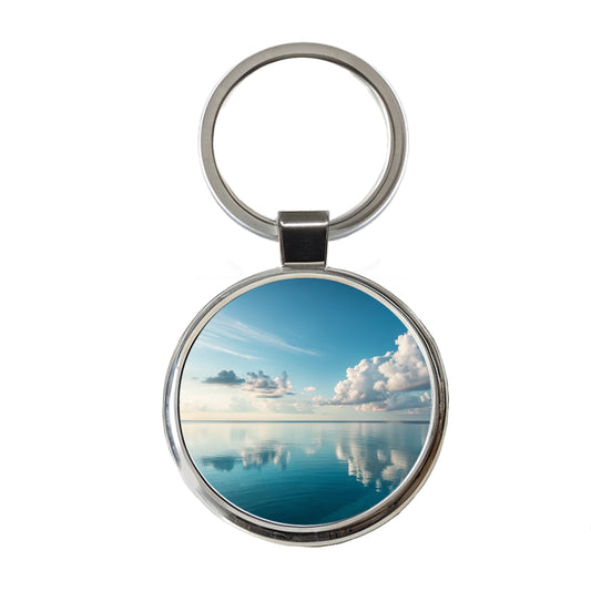 Sea And Sky Ocean Clouds Round Metal Keychain