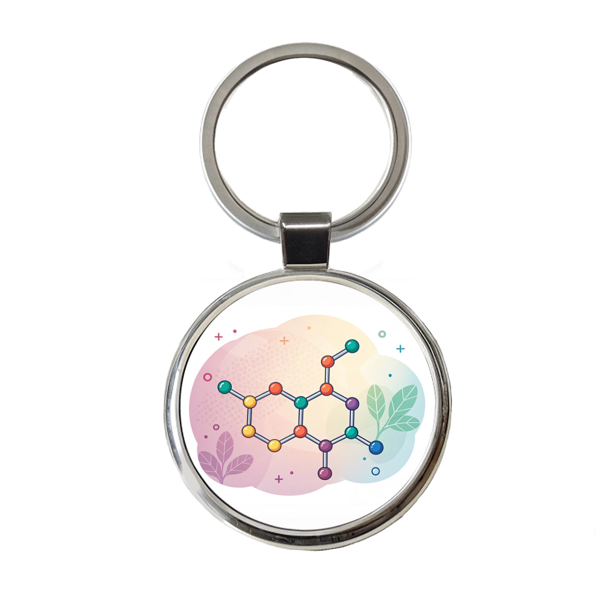 Serotonin Molecule Aesthetic Science Round Metal Keychain