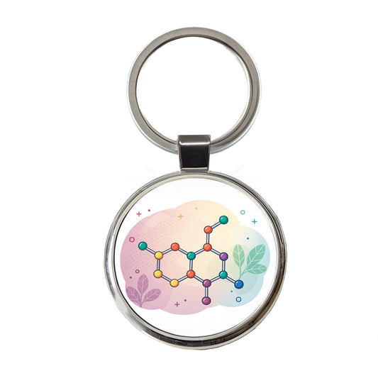 Serotonin Molecule Aesthetic Science Round Metal Keychain