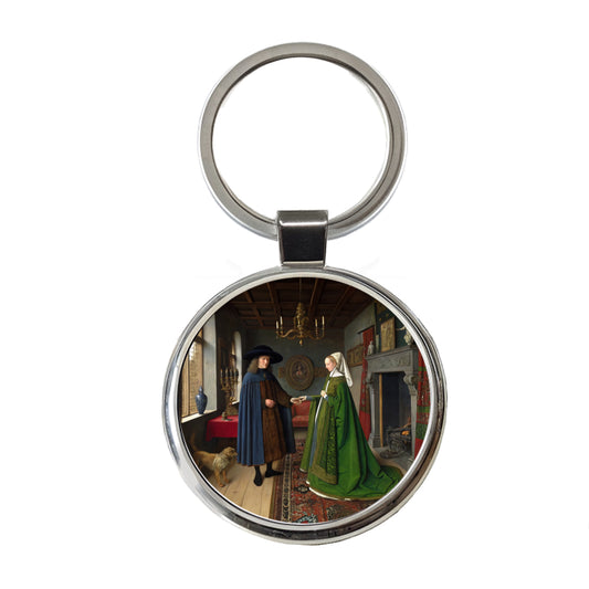 The Arnolfini Portrait By Jan Van Eyck Inspired Round Metal Keychain