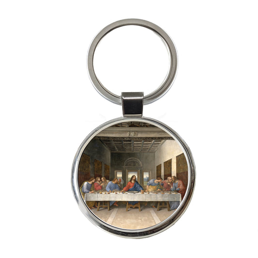 The Last Supper By Leonardo Da Vinci Jesus Inspired Round Metal Keychain