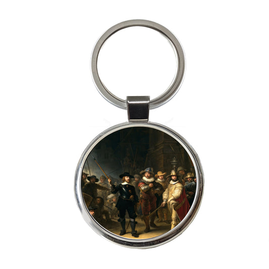 The Night Watch By Rembrandt Inspired Round Metal Keychain