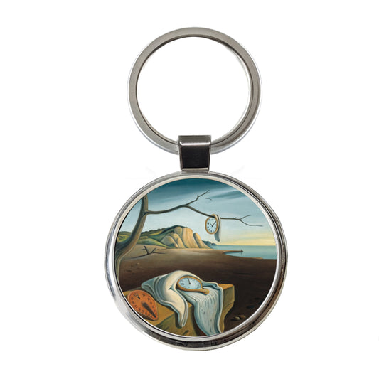 The Persistence Of Memory By Salvador Dali Inspired Clocks Round Metal Keychain