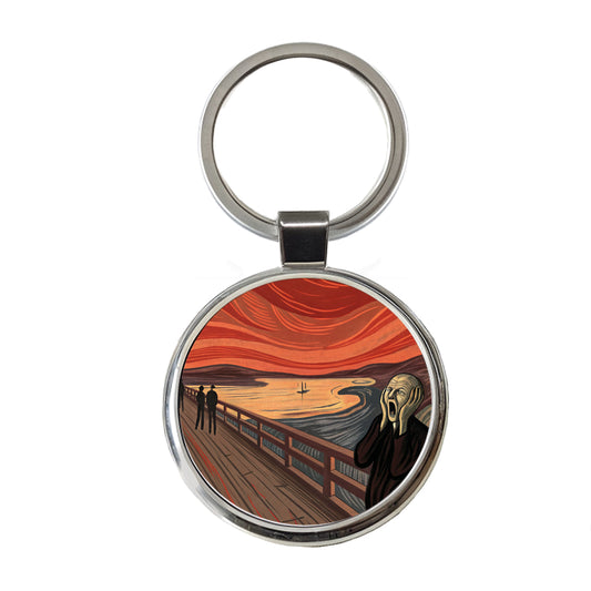 The Scream Inspired By Edvard Munch Round Metal Keychain