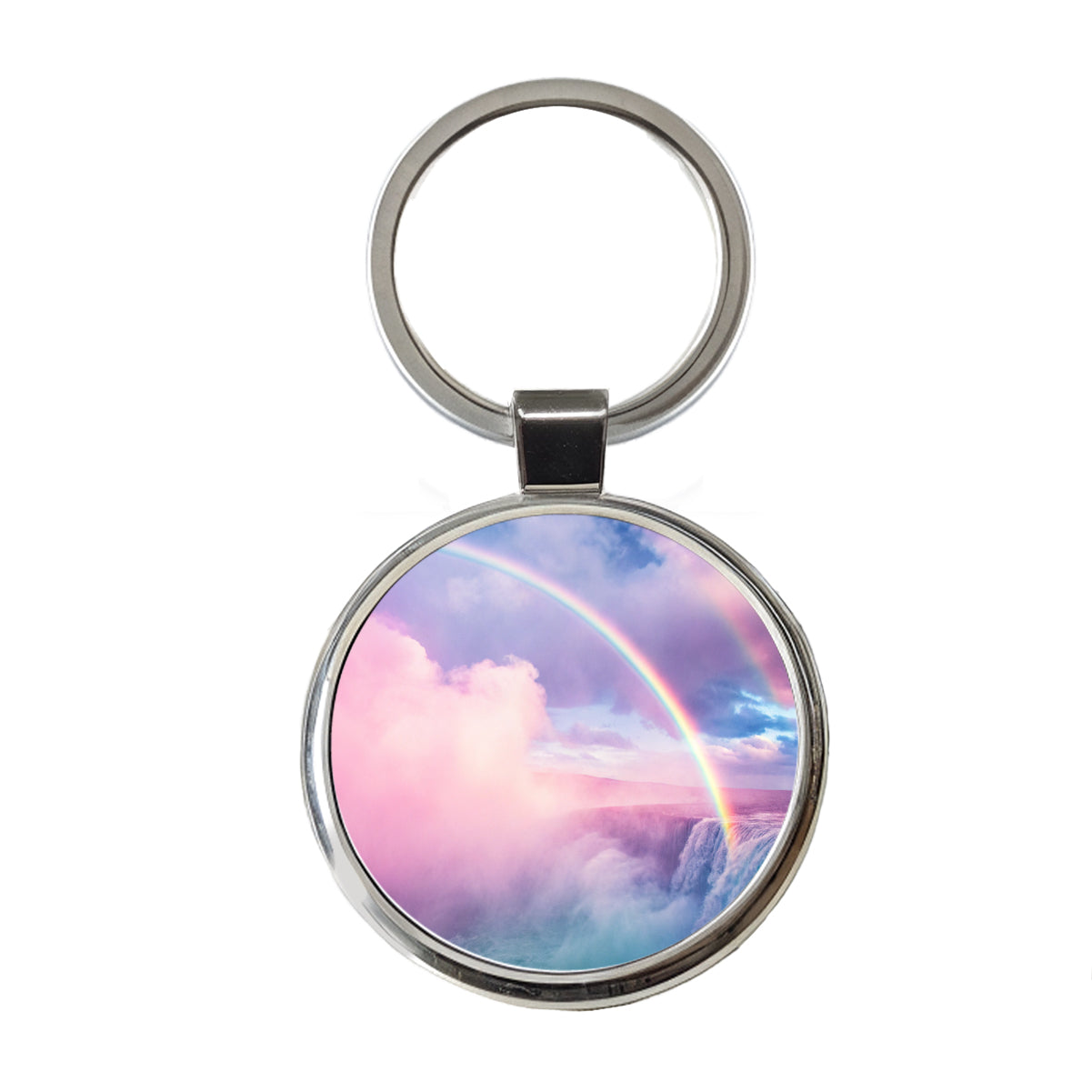 Vapor Rainbow Waterfall Round Metal Keychain