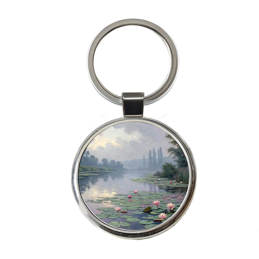 Water Lilies Inspired By Claude Monet Beautiful Round Metal Keychain