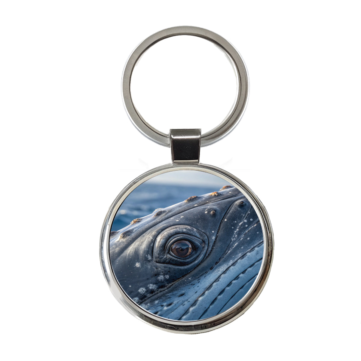 Whale Eye Close Up Round Metal Keychain