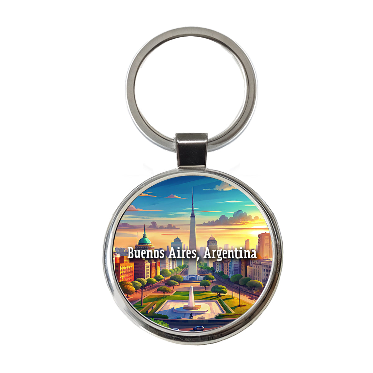 Buenos Aires, Argentina Travel City Country Stamp Round Metal Keychain