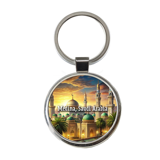 Medina, Saudi Arabia Travel City Country Stamp Round Metal Keychain