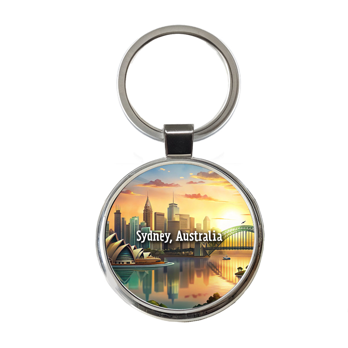 Sydney, Australia Travel City Country Stamp Round Metal Keychain