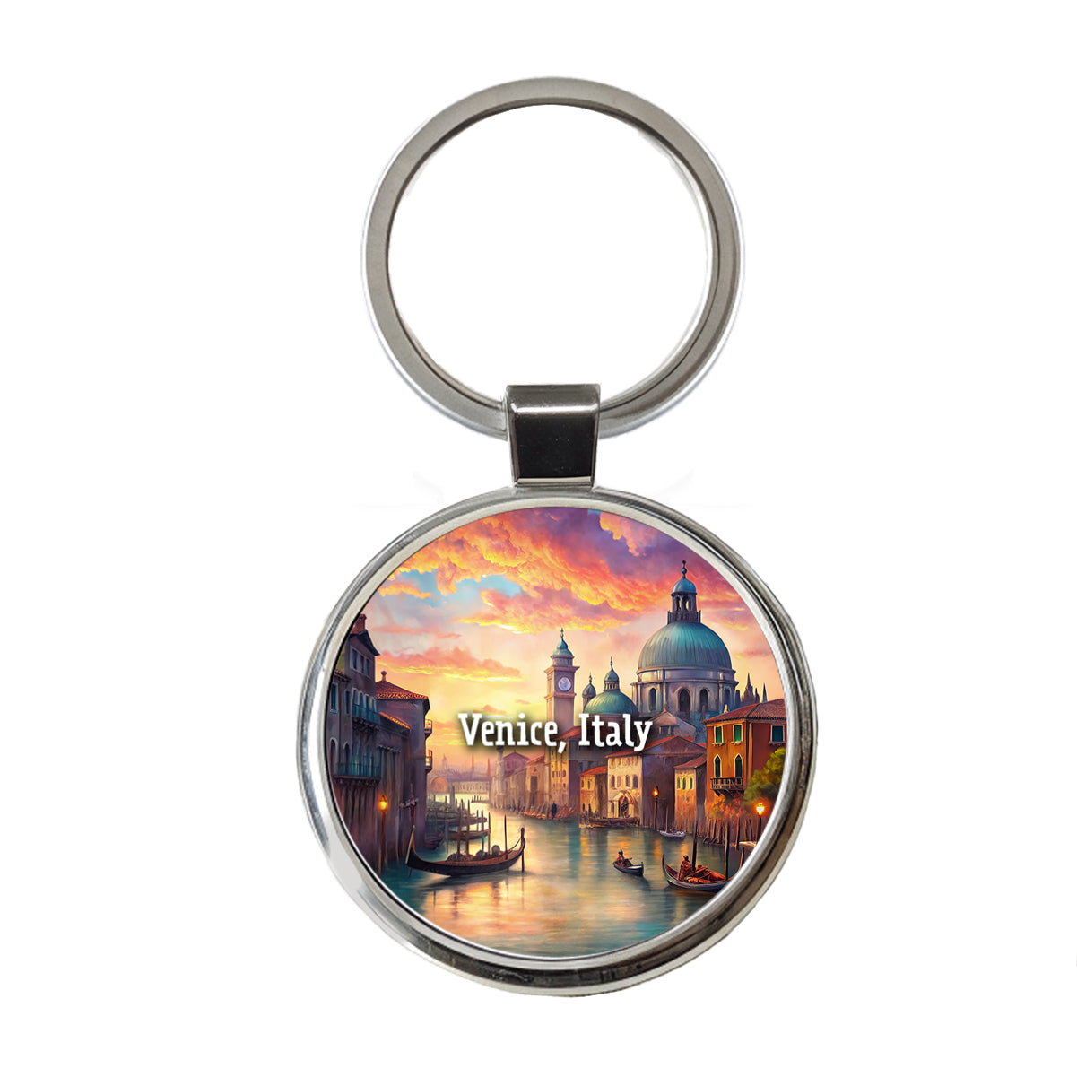 Venice, Italy Travel City Country Stamp Round Metal Keychain