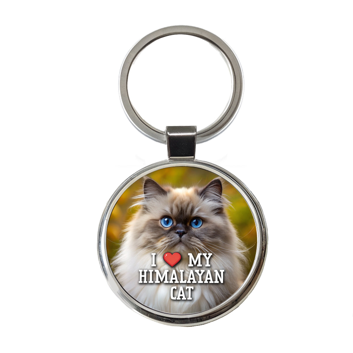 I Love My Himalayan Cat Heart Round Metal Keychain