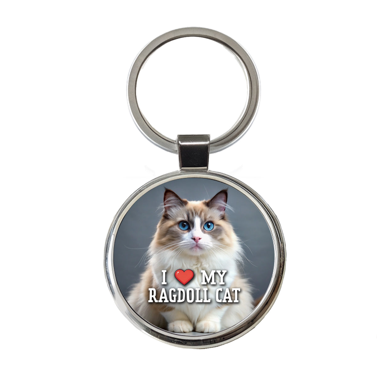 I Love My Ragdoll Cat Heart Round Metal Keychain