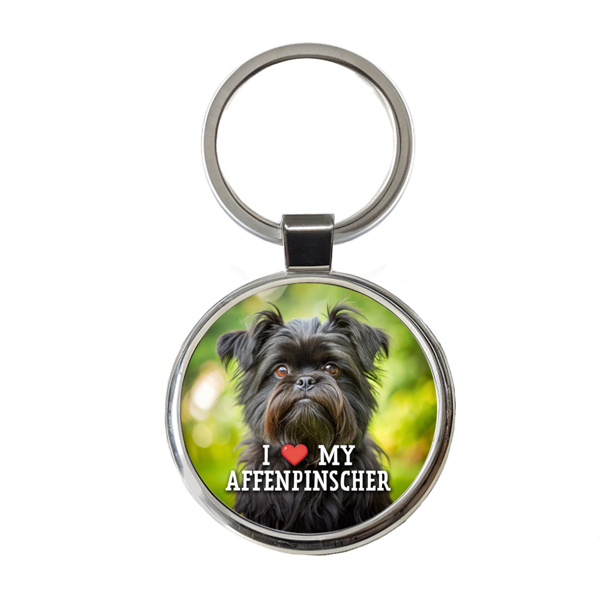 I Love My Affenpinscher Dog Heart Round Metal Keychain