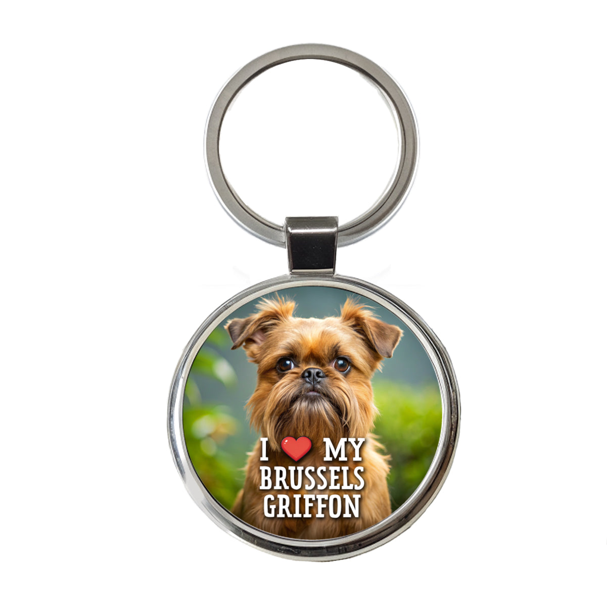 I Love My Brussels Griffon Dog Heart Round Metal Keychain