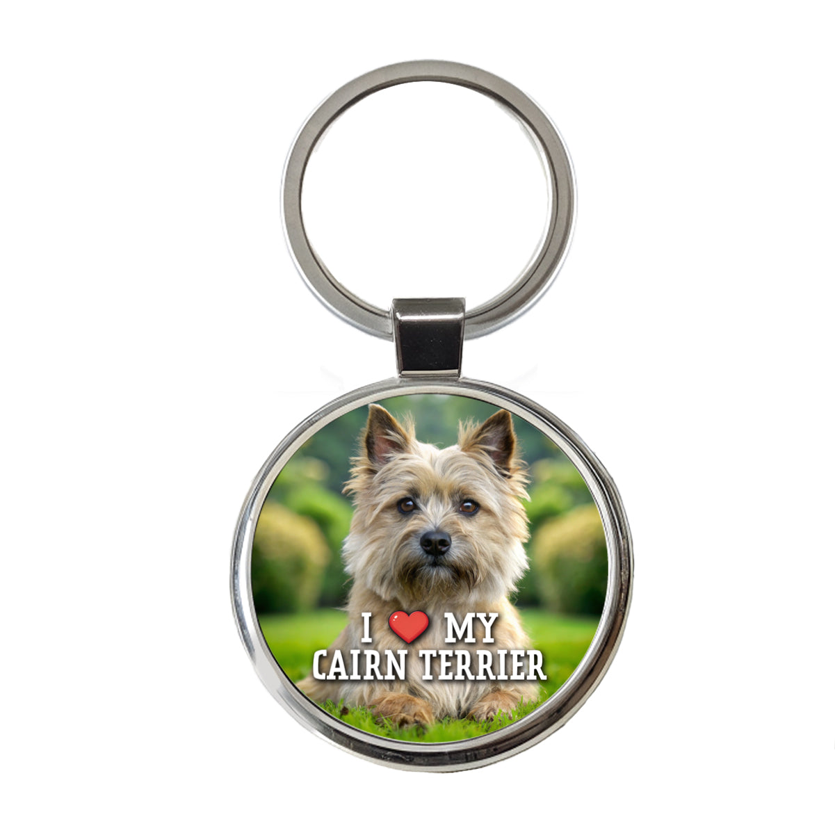 I Love My Cairn Terrier Dog Heart Round Metal Keychain