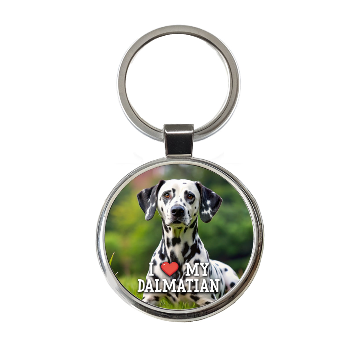 I Love My Dalmatian Dog Heart Round Metal Keychain
